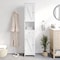 Flash Furniture Dune Farmhouse Freestanding Bathroom Linen Tower Cabinet w/Magnetic Close Doors, 2 Adjust Shelves FS-BATH-6-WH-GG - alternate 1